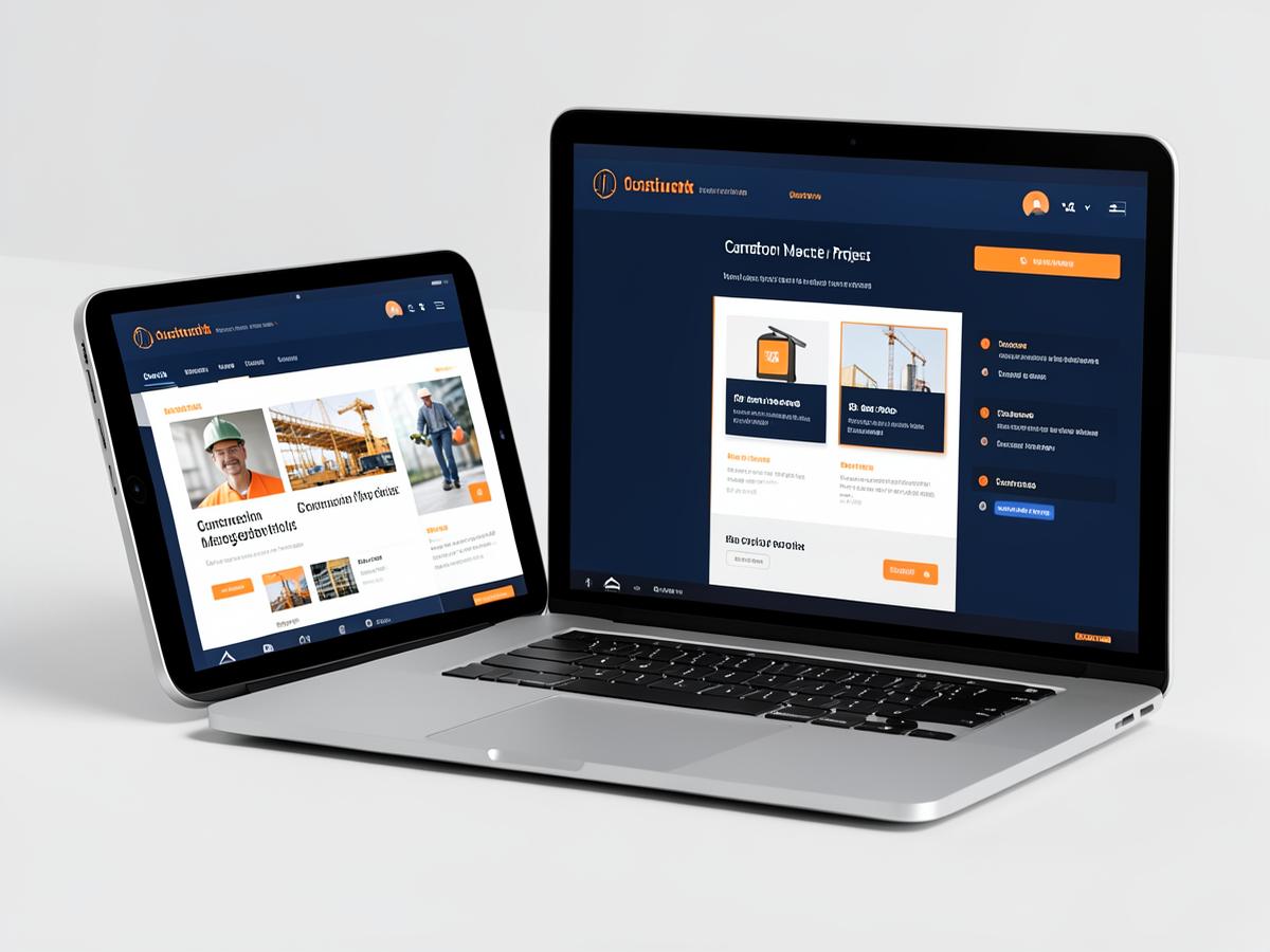 Construction project management platform on a tablet and laptop