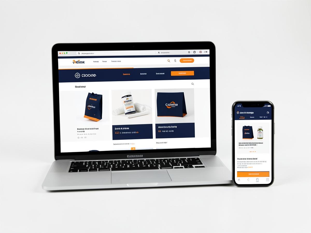 E-commerce storefront displayed on a laptop and phone